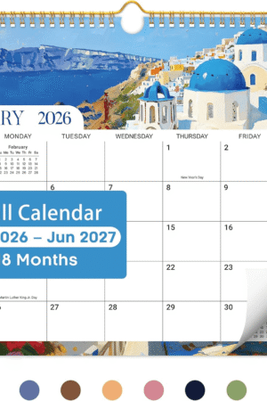 2026 Festival Surprise Calendar,18-Month Wall Calendar Runs from Jan 2026 to Jun 2027, 11.5″ x 14.7″, Large Monthly Calendar with Twin-Wire Binding, Perfect for Home or Office – Seasonal