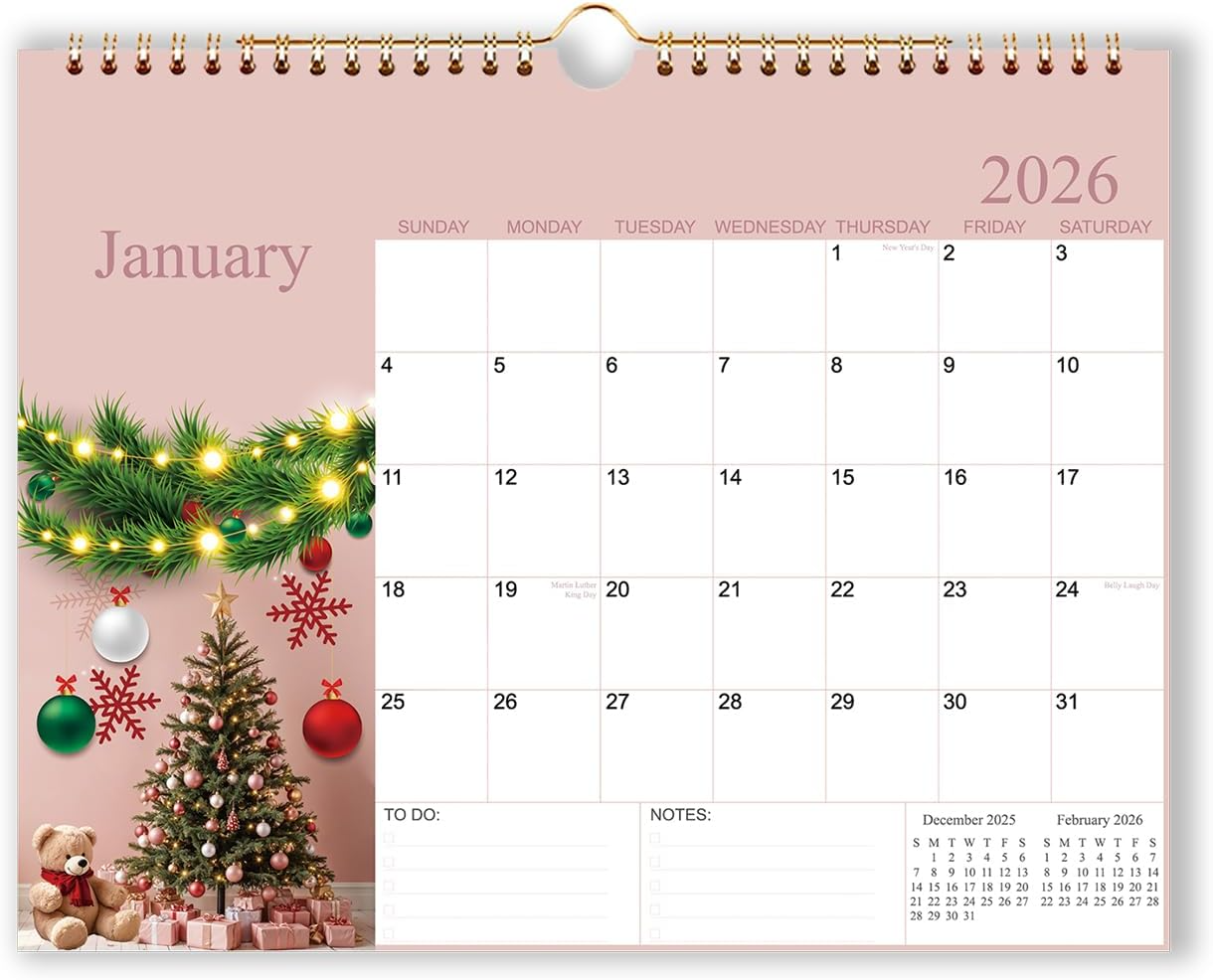 2026 Wall Calendar, 12-Month Monthly Calendar, 11.5”x14.5” with Twin-Wire Binding, Premium Paper, January to December
