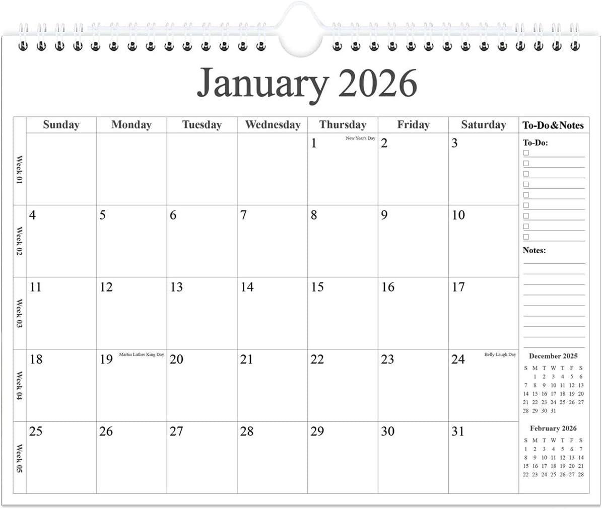 2026 Calendar – 18 Months Calendar 2026 from January 2026 to June 2027, Wall Calendar 2026 with Thick Paper for Home/Office/School, 8.5″ x 11″, Black Visit the Runtioval Store